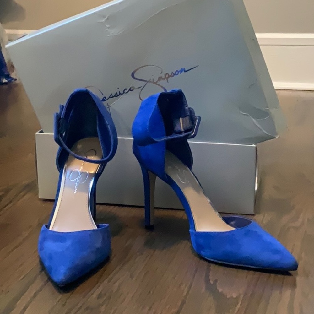 Canva Cobalt Blue Suede Heels